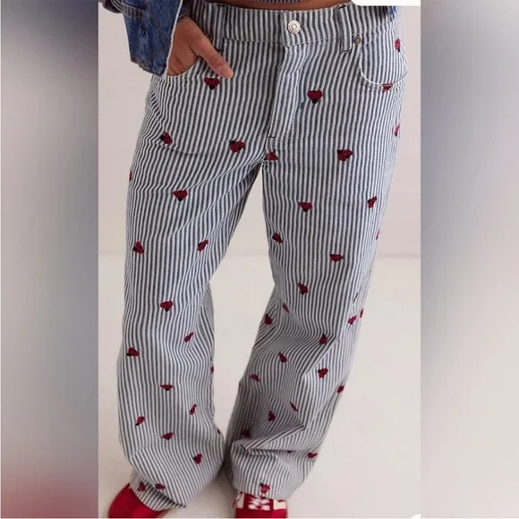 Free People Bugged Out Railroad Stripe Jeans- 27 - Picture 2 of 6